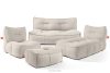 LOVIA Gartenmöbel-Set Sofa Sessel Chaiselongue Sitzhocker Gewebestoff Outdoor dunkelbeige/weiß dunkelbeige/weiß - Foto 1
