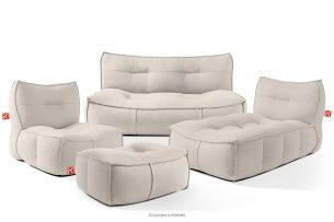 LOVIA, https://konsimo.de/kollektion/lovia/ Gartenmöbel-Set Sofa Sessel Chaiselongue Sitzhocker Gewebestoff Outdoor dunkelbeige/weiß dunkelbeige/weiß - Foto