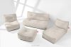LOVIA Gartenmöbel-Set Sofa Sessel Chaiselongue Sitzhocker Gewebestoff Outdoor dunkelbeige/weiß dunkelbeige/weiß - Foto 2