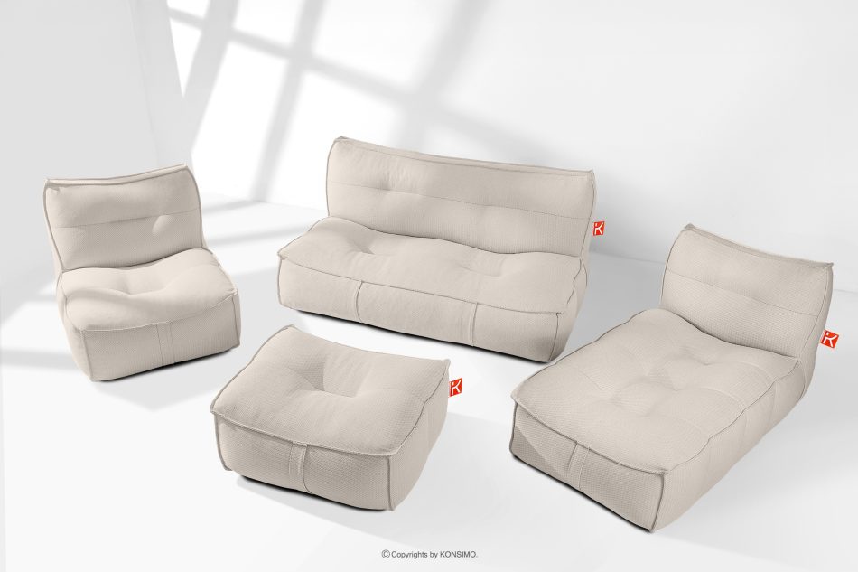 LOVIA Gartenmöbel-Set Sofa Sessel Chaiselongue Sitzhocker Gewebestoff Outdoor dunkelbeige/weiß dunkelbeige/weiß - Foto 1