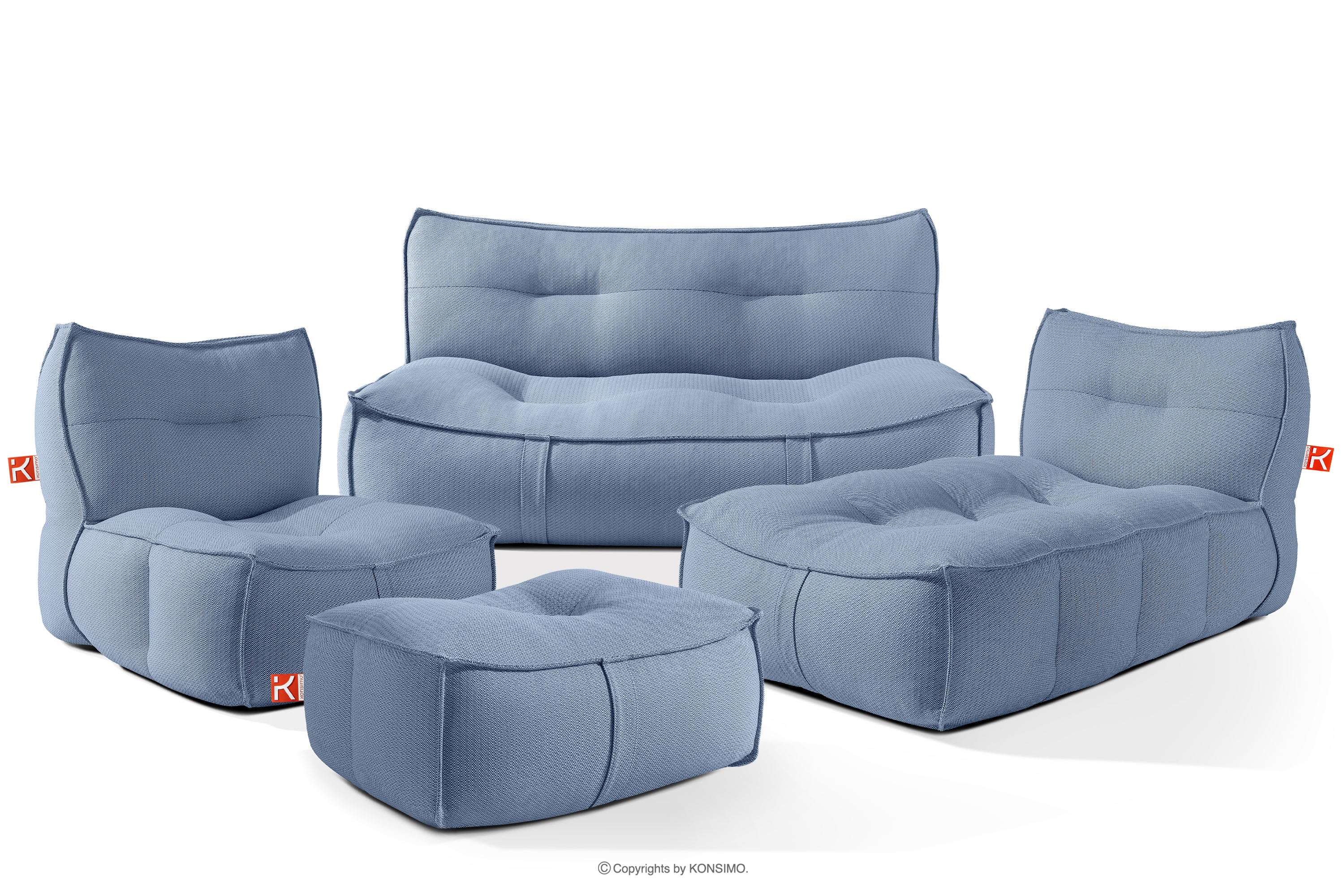 Gartenmöbel Sofa Sessel Chaiselongue Sitzhocker Gewebestoff Outdoor marineblau/weiß