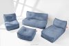 LOVIA Gartenmöbel Sofa Sessel Chaiselongue Sitzhocker Gewebestoff Outdoor marineblau/weiß marineblau/weiß - Foto 2