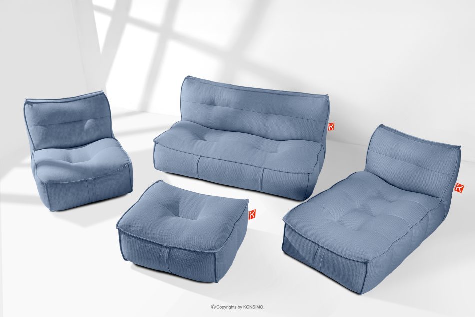 LOVIA Gartenmöbel Sofa Sessel Chaiselongue Sitzhocker Gewebestoff Outdoor marineblau/weiß marineblau/weiß - Foto 1