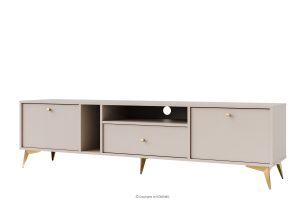 FLOREN, https://konsimo.de/kollektion/floren/ Cremfarbener TV-Schrank auf goldenen Füßen cremefarben/goldfarben - Foto