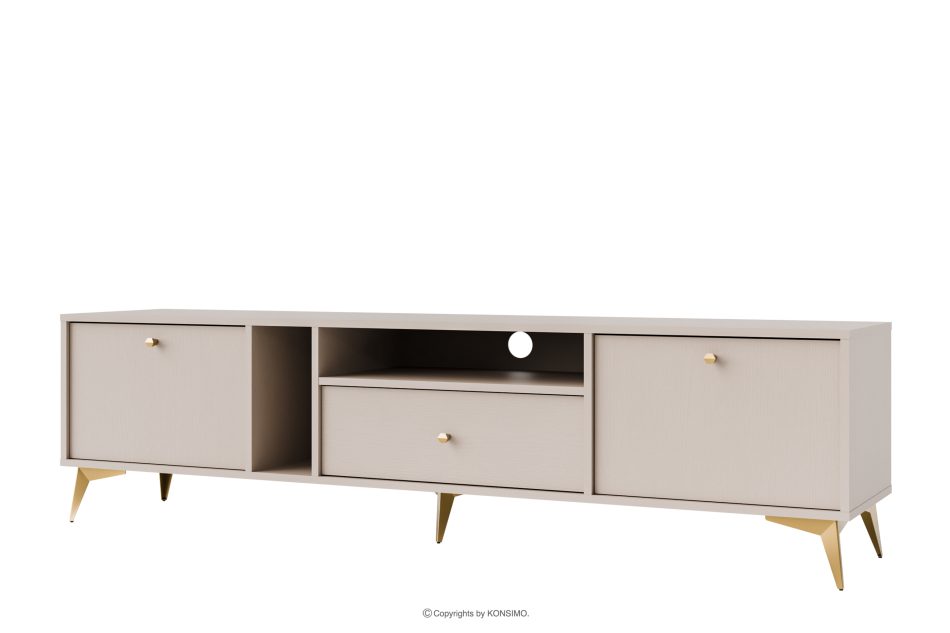 FLOREN Cremfarbener TV-Schrank auf goldenen Füßen cremefarben/goldfarben - Foto 0