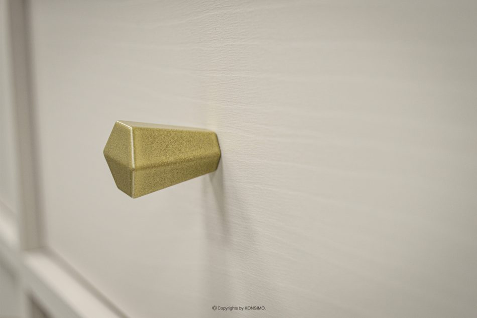 FLOREN Cremfarbener TV-Schrank auf goldenen Füßen cremefarben/goldfarben - Foto 3