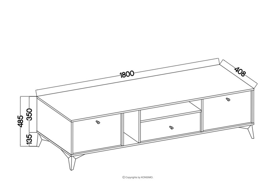 FLOREN Cremfarbener TV-Schrank auf goldenen Füßen cremefarben/goldfarben - Foto 5