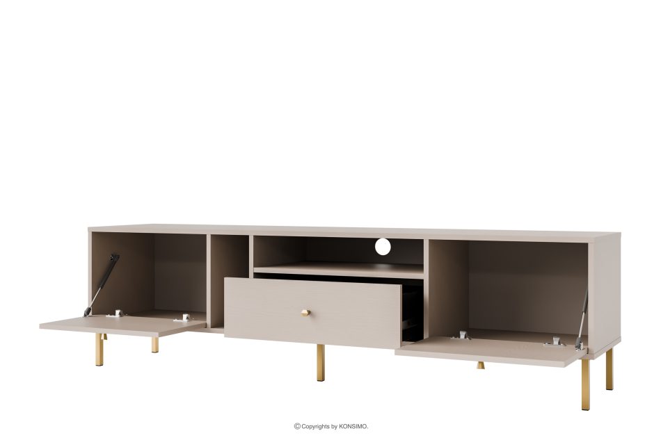 FLOREN TV-Schrank auf goldenen Füßen, cremefarben cremefarben/goldfarben - Foto 2