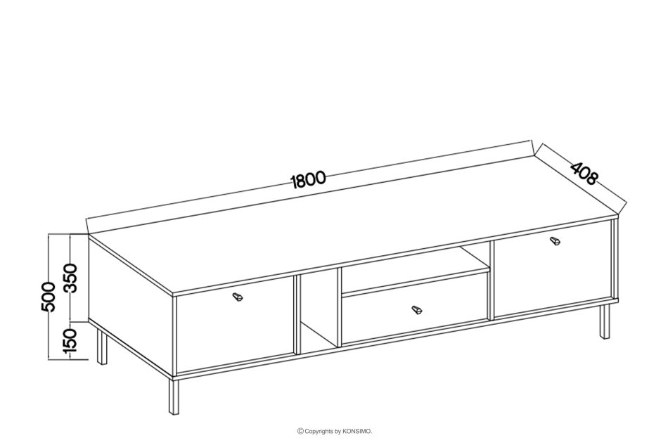 FLOREN TV-Schrank auf goldenen Füßen, cremefarben cremefarben/goldfarben - Foto 5
