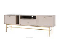 Moderner TV-Schrank auf hohen Füßen, cremefarben/gold