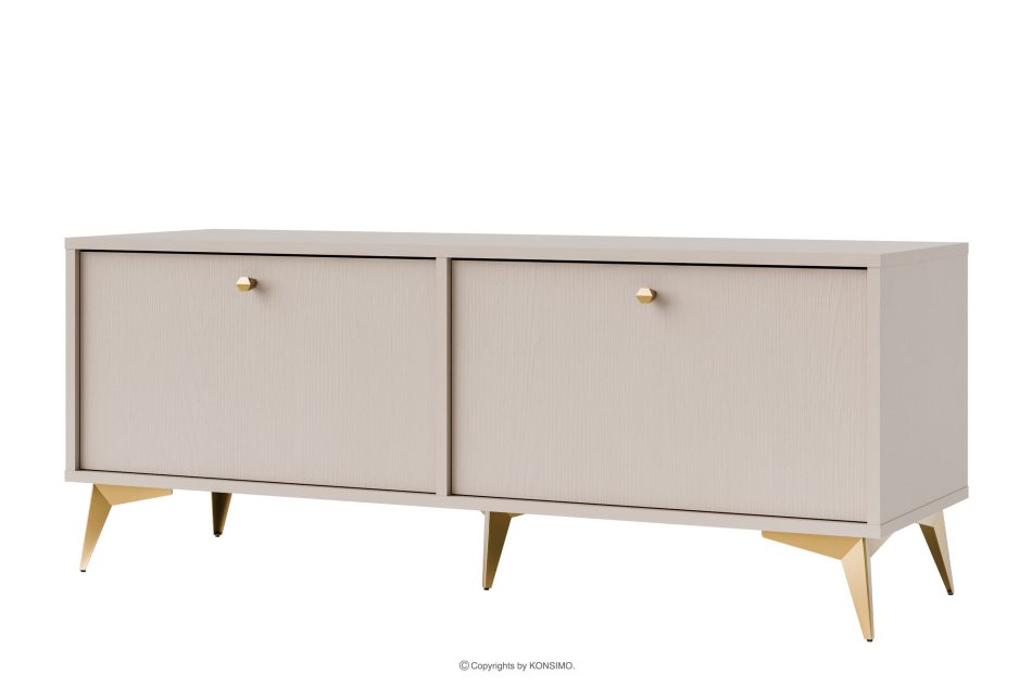 FLOREN Cremefarbener TV-Schrank auf goldenen Füßen cremefarben/goldfarben - Foto 0