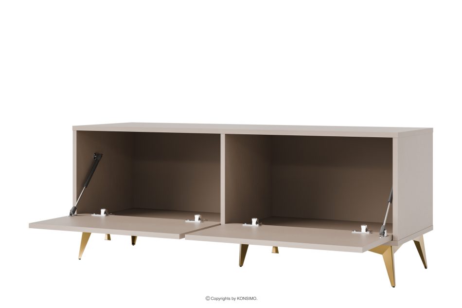 FLOREN Cremefarbener TV-Schrank auf goldenen Füßen cremefarben/goldfarben - Foto 2