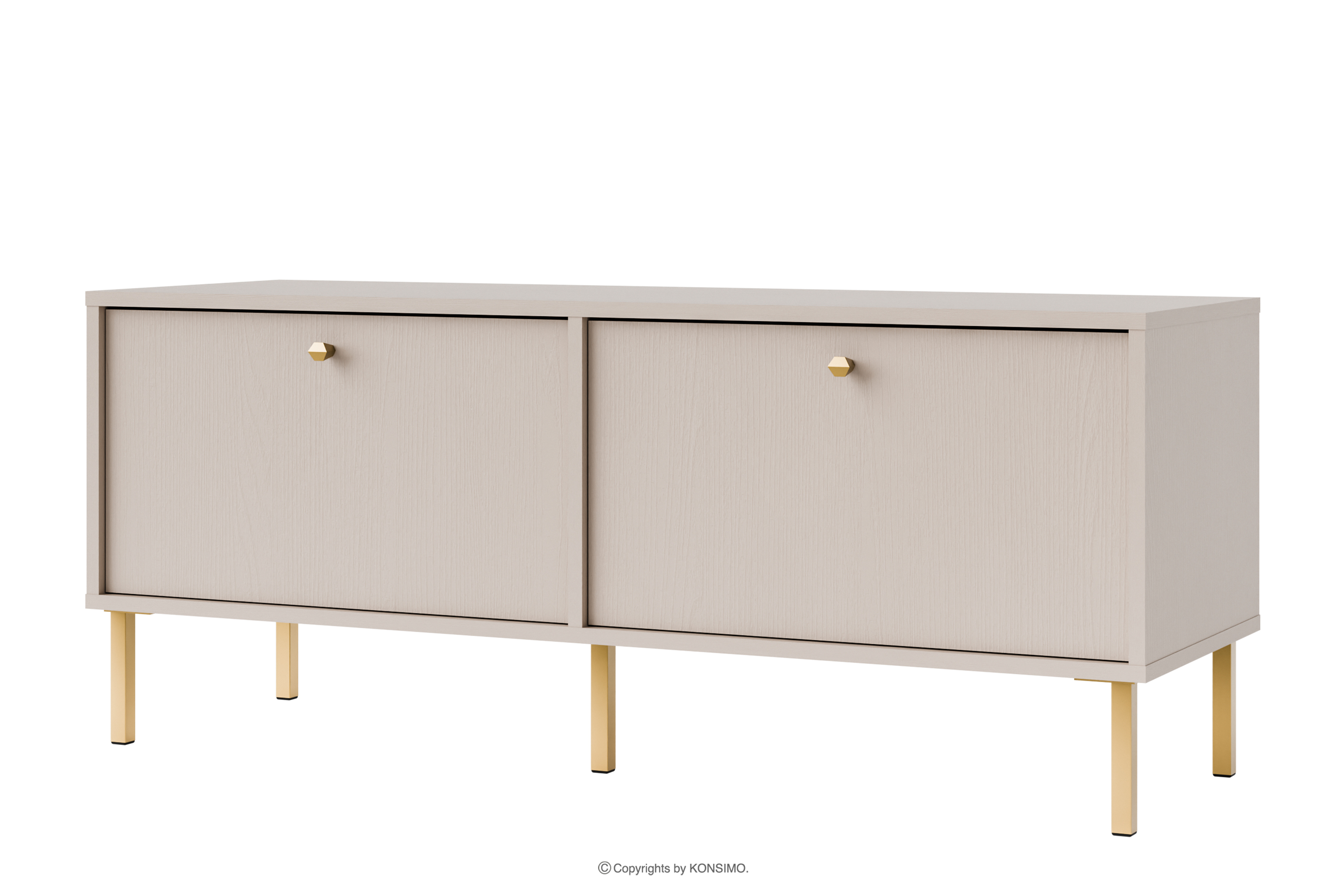 TV-Schrank auf goldenen Füßen, cremefarben