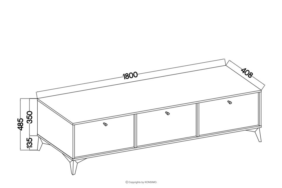 FLOREN Breiter TV-Schrank auf goldenen Beinen cremefarben/goldfarben - Foto 5