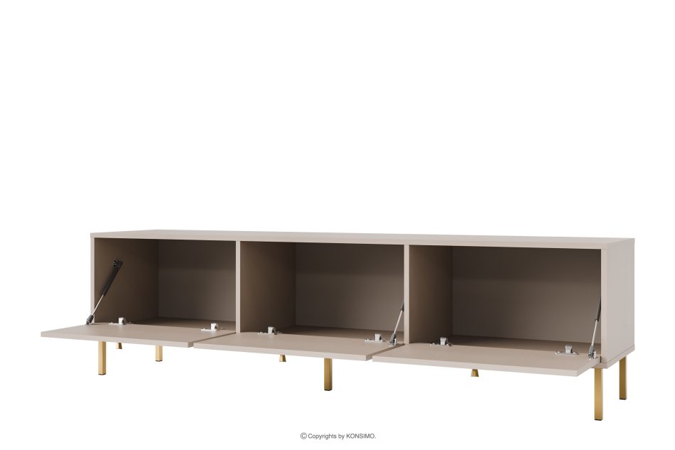 FLOREN Breiter TV-Schrank auf goldenen Beinen, cremefarben cremefarben/goldfarben - Foto 2