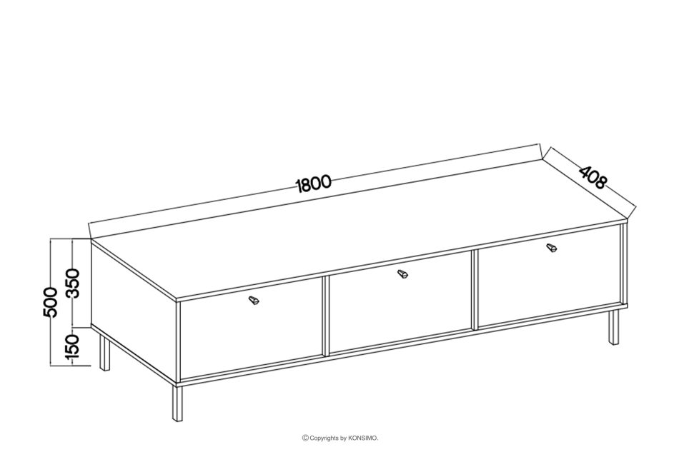 FLOREN Breiter TV-Schrank auf goldenen Beinen, cremefarben cremefarben/goldfarben - Foto 5