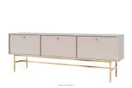 Breiter TV-Schrank auf hohen Beinen, cremefarben/gold