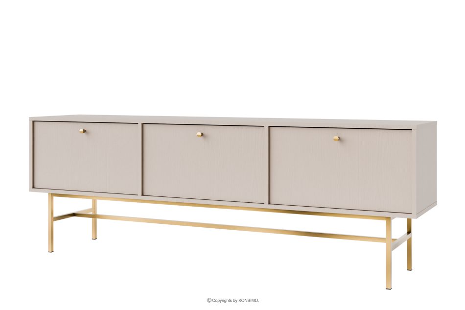 FLOREN Breiter TV-Schrank auf hohen Beinen, cremefarben/gold cremefarben/goldfarben - Foto 0