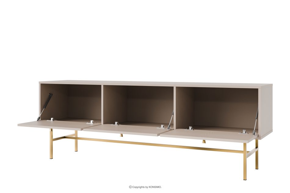 FLOREN Breiter TV-Schrank auf hohen Beinen, cremefarben/gold cremefarben/goldfarben - Foto 2