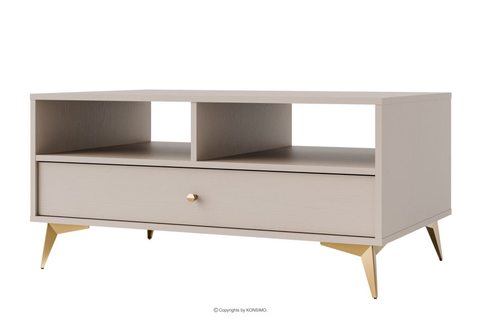 FLOREN Cremefarbener Couchtisch auf goldenen Beinen cremefarben/goldfarben - Foto 0