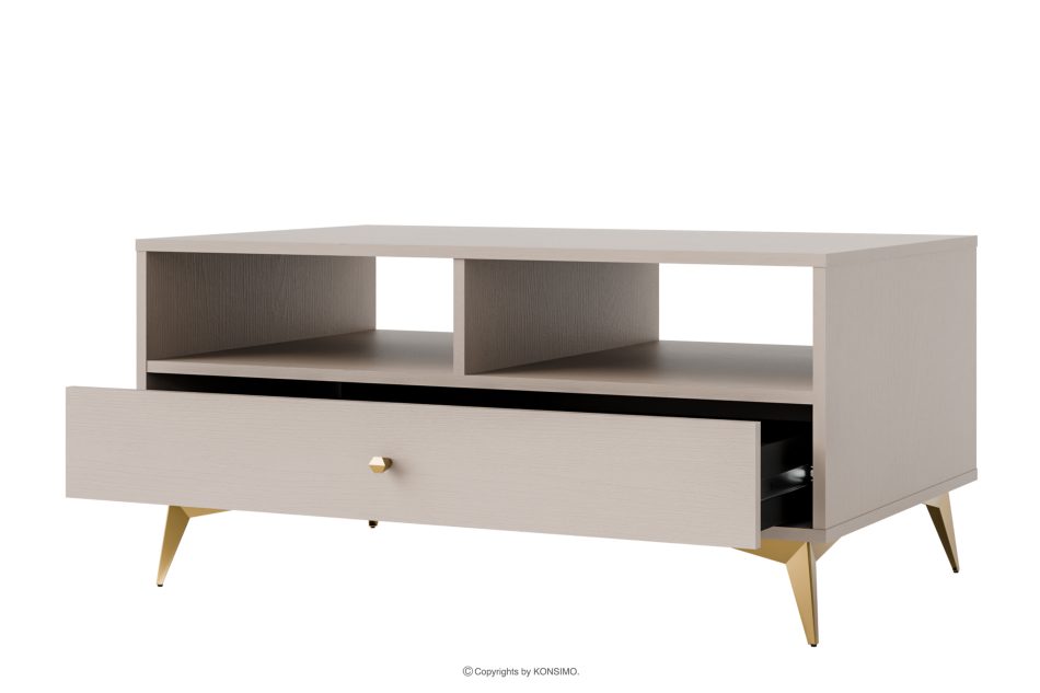 FLOREN Cremefarbener Couchtisch auf goldenen Beinen cremefarben/goldfarben - Foto 2