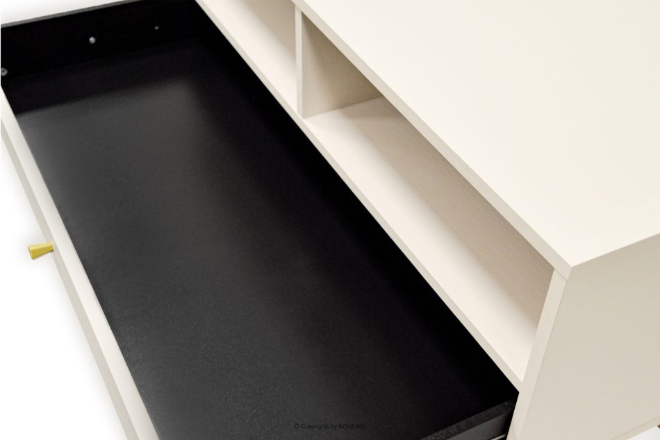 FLOREN Cremefarbener Couchtisch auf goldenen Beinen cremefarben/goldfarben - Foto 3