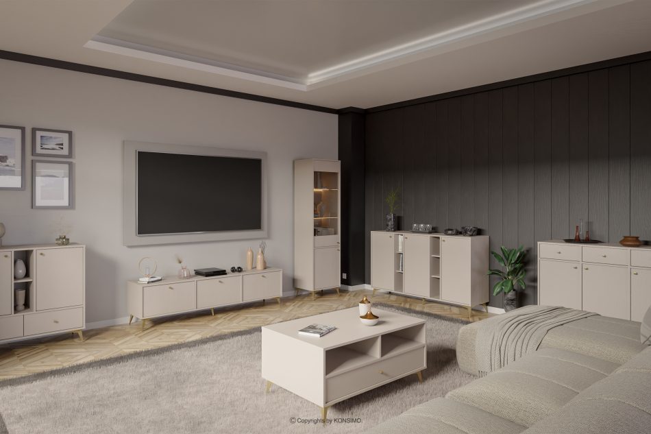 FLOREN Cremefarbener Couchtisch auf goldenen Beinen cremefarben/goldfarben - Foto 5