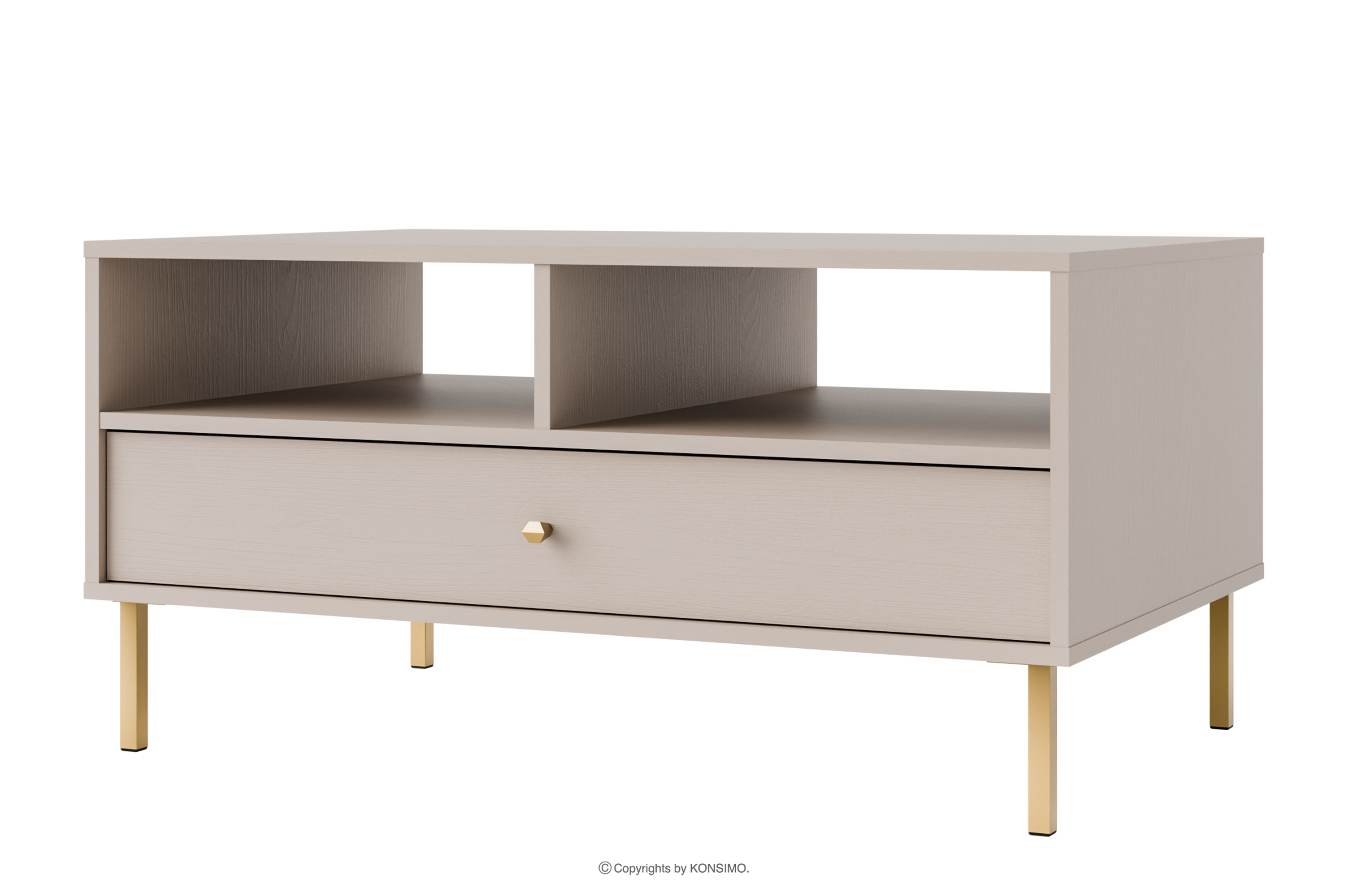 Couchtisch auf goldenen Beinen, cremefarben