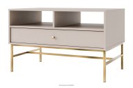 Moderner Couchtisch auf hohen Beinen, cremefarben/gold