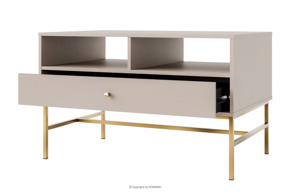 FLOREN Moderner Couchtisch auf hohen Beinen, cremefarben/gold cremefarben/goldfarben - Foto 2