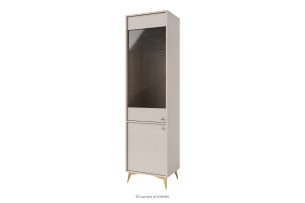 FLOREN, https://konsimo.de/kollektion/floren/ Cremefarbene Vitrine auf goldenen Beinen cremefarben/goldfarben - Foto