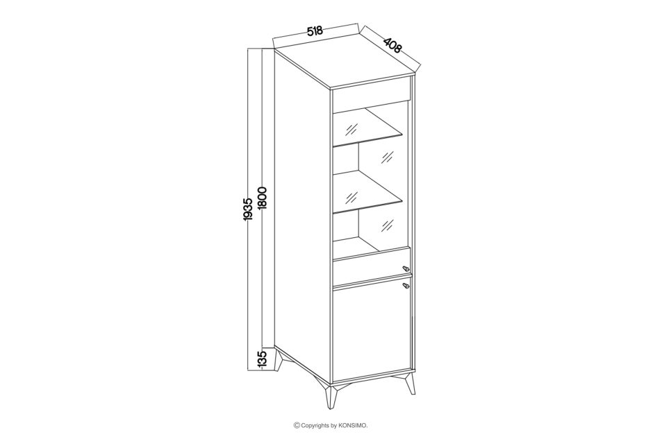 FLOREN Cremefarbene Vitrine auf goldenen Beinen cremefarben/goldfarben - Foto 5