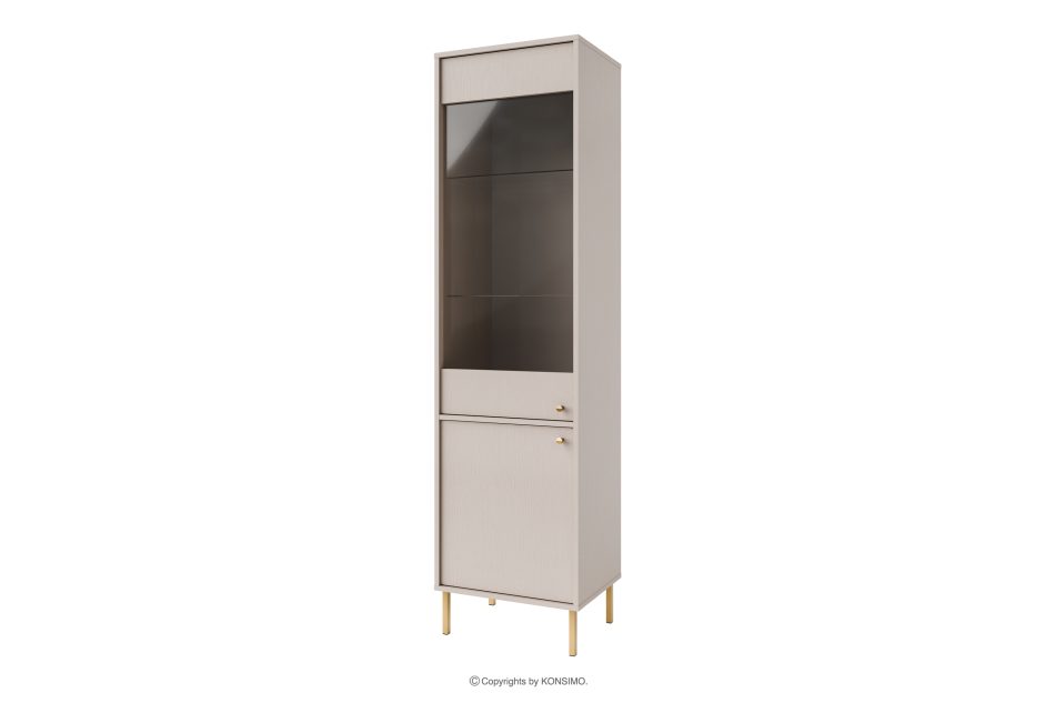 FLOREN Vitrine auf goldenen Beinen, cremefarben cremefarben/goldfarben - Foto 0