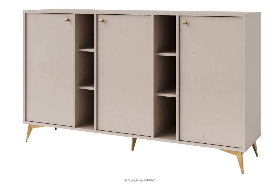 FLOREN Cremefarbene Kommode auf goldenen Beinen cremefarben/goldfarben - Foto 0