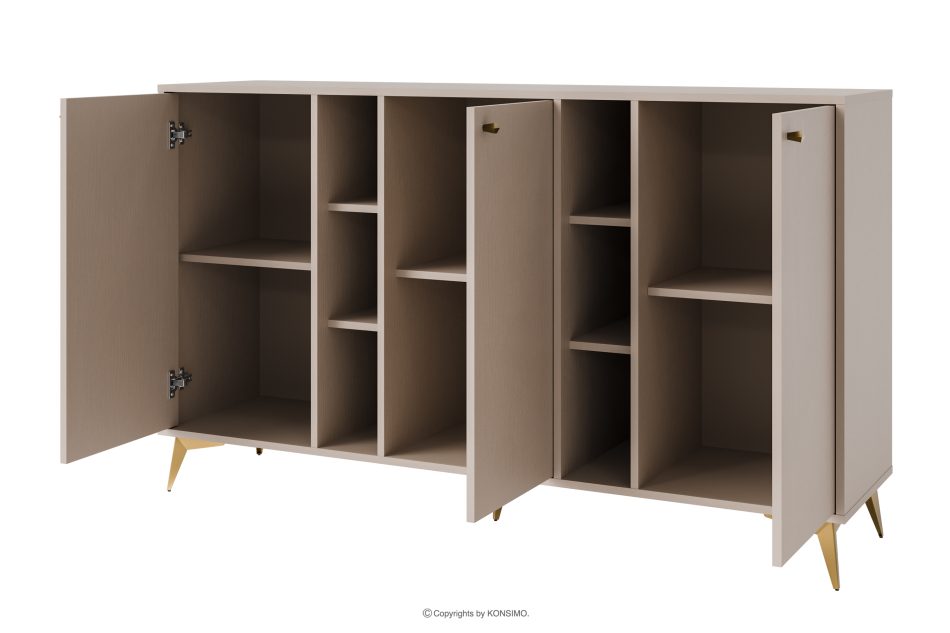 FLOREN Cremefarbene Kommode auf goldenen Beinen cremefarben/goldfarben - Foto 2