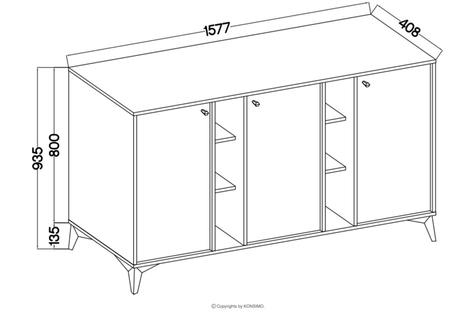 FLOREN Cremefarbene Kommode auf goldenen Beinen cremefarben/goldfarben - Foto 5