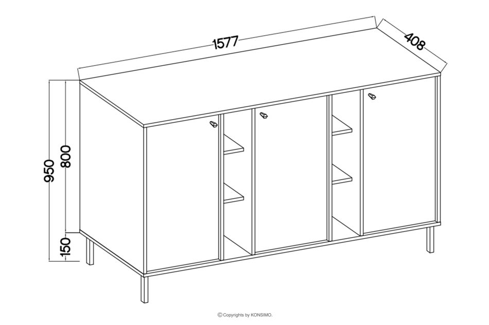 FLOREN Kommode auf goldenen Beinen, cremefarben cremefarben/goldfarben - Foto 5