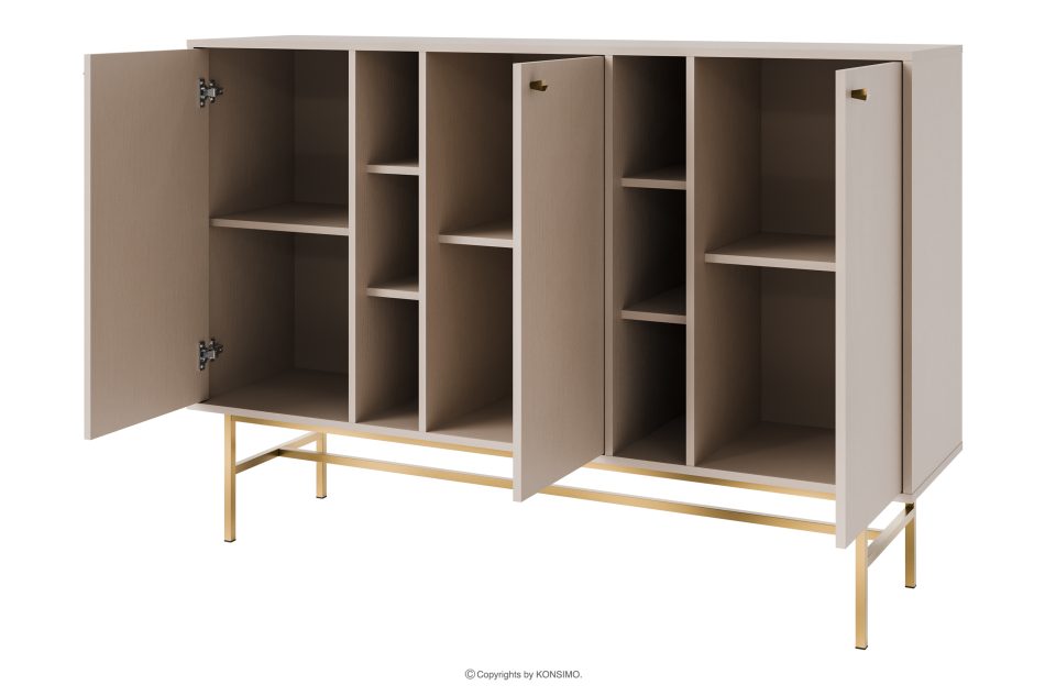 FLOREN Moderne Kommode auf hohen Beinen, cremefarben/gold cremefarben/goldfarben - Foto 2