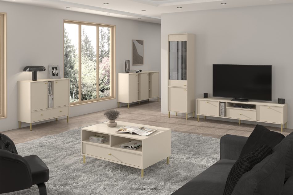 FLOREN Kleine Kommode auf goldenen Beinen, cremefarben cremefarben/goldfarben - Foto 1