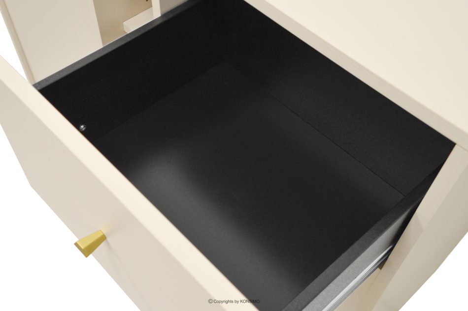 FLOREN Kleine Kommode mit Schubladen auf goldenen Beinen, cremefarben cremefarben/goldfarben - Foto 3