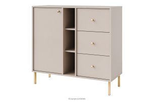 FLOREN, https://konsimo.de/kollektion/floren/ Kleine Kommode mit Schubladen auf goldenen Beinen, cremefarben cremefarben/goldfarben - Foto