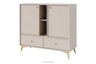 Kommode 100 cm auf goldenen Beinen, cremefarben