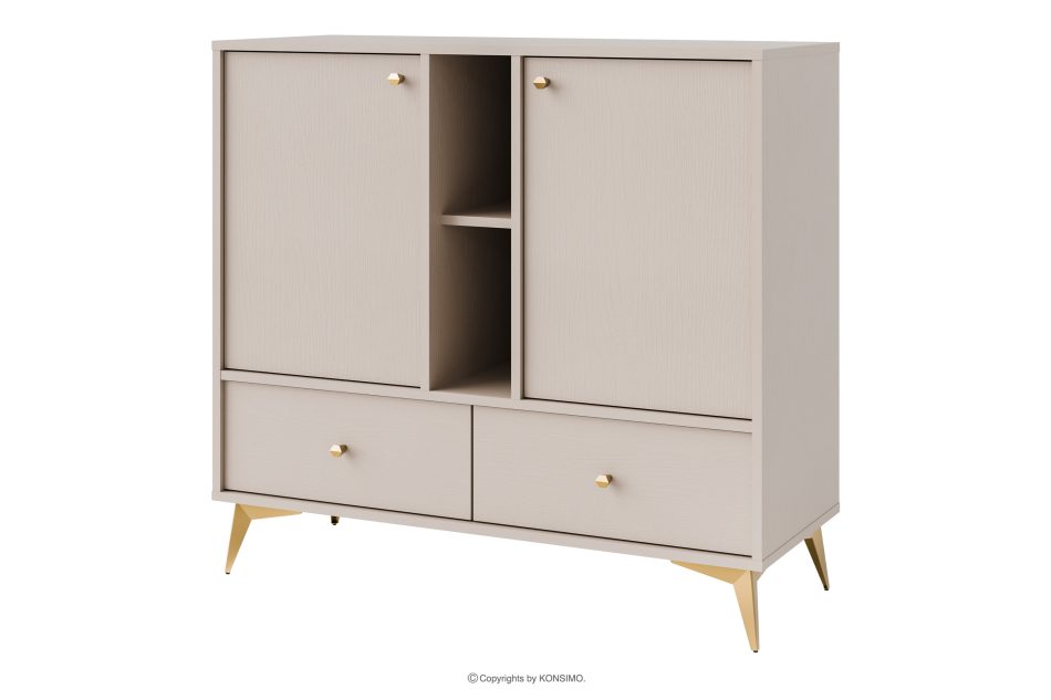 FLOREN Kommode 100 cm auf goldenen Beinen, cremefarben cremefarben/goldfarben - Foto 0