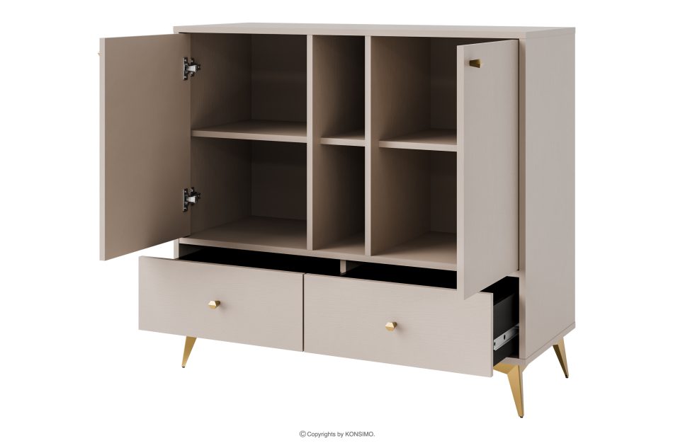 FLOREN Kommode 100 cm auf goldenen Beinen, cremefarben cremefarben/goldfarben - Foto 2