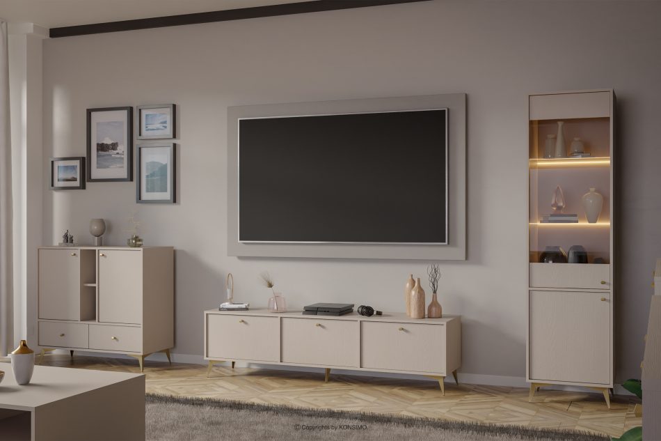 FLOREN Kommode 100 cm auf goldenen Beinen, cremefarben cremefarben/goldfarben - Foto 1