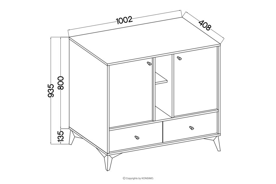 FLOREN Kommode 100 cm auf goldenen Beinen, cremefarben cremefarben/goldfarben - Foto 6
