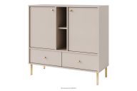 Kleine Kommode 100 cm auf goldenen Beinen, cremefarben