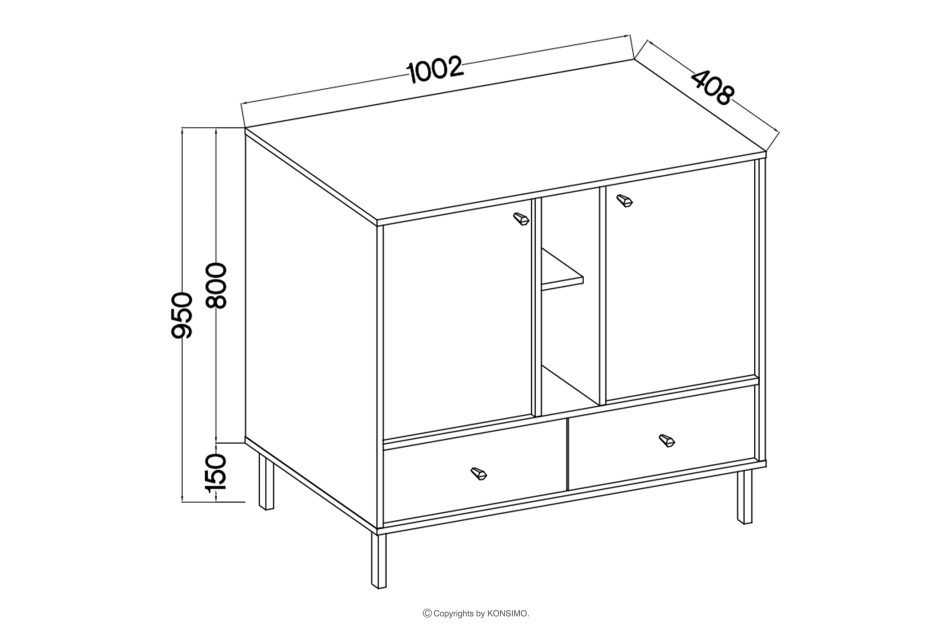 FLOREN Kleine Kommode 100 cm auf goldenen Beinen, cremefarben cremefarben/goldfarben - Foto 6