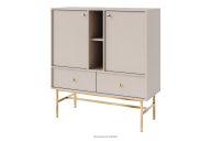 Kleine Kommode 100 cm auf hohen Beinen, cremefarben/gold
