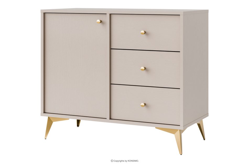 FLOREN Schmale Kommode auf goldenen Beinen, cremefarben cremefarben/goldfarben - Foto 0